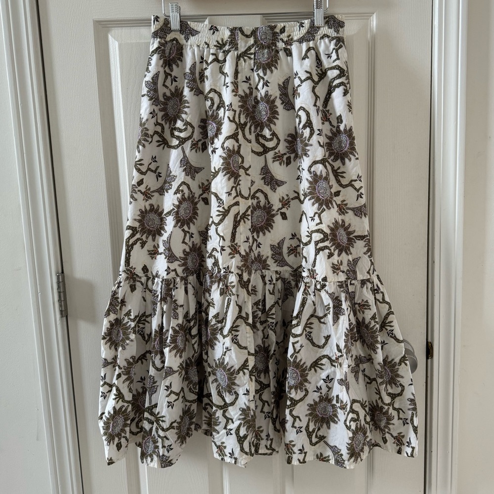 House of Harlow 1960 floral ruffle tier Skirt pockets lined boho cottagecore